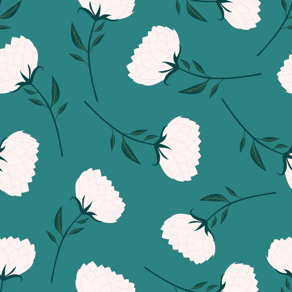 Abstrait lotus sans couture motif fond vert — Image vectorielle