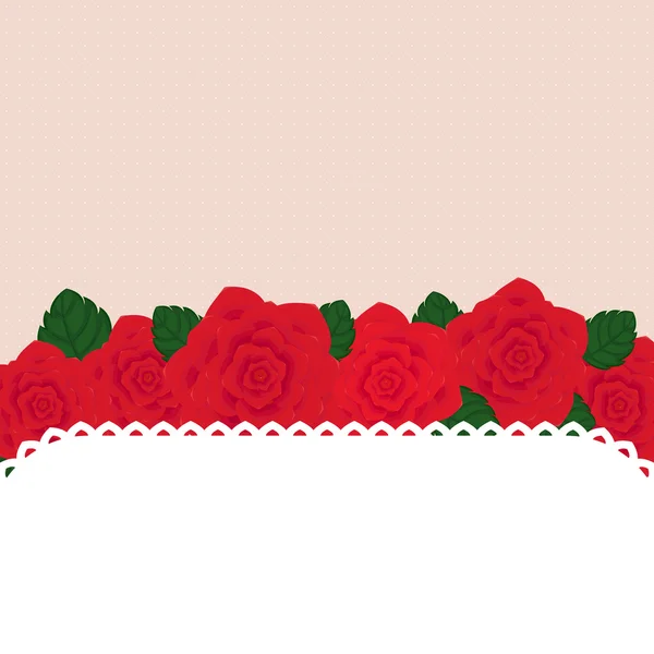 红玫瑰的邀请。白色餐巾纸 — 图库矢量图片