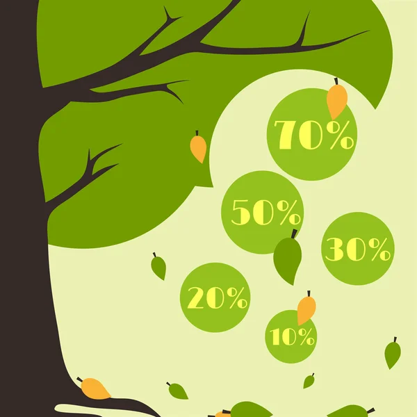 Infografiki jesień karta sprzedaży objętych liści z drzewa — Wektor stockowy