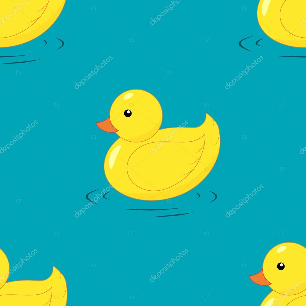 Seamless pattern with bath accessories - shampoo, rubber duck