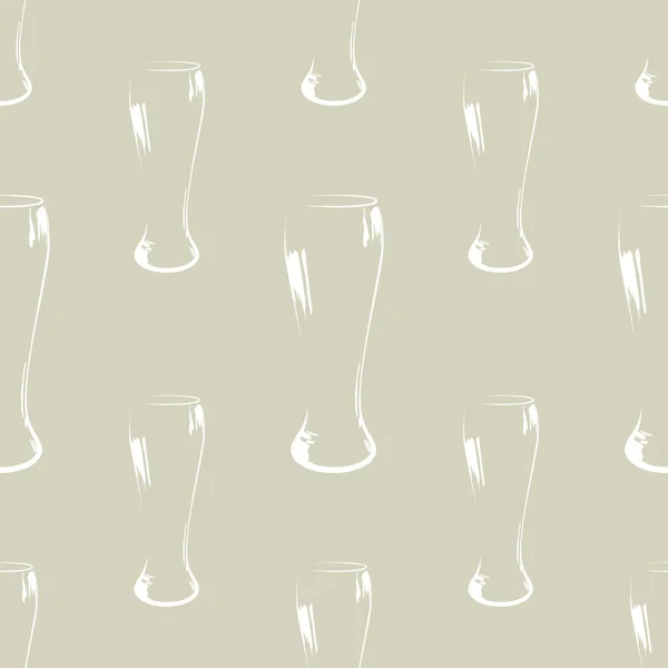 ビールグラスシルエットシームレスパターン — ストックベクタ