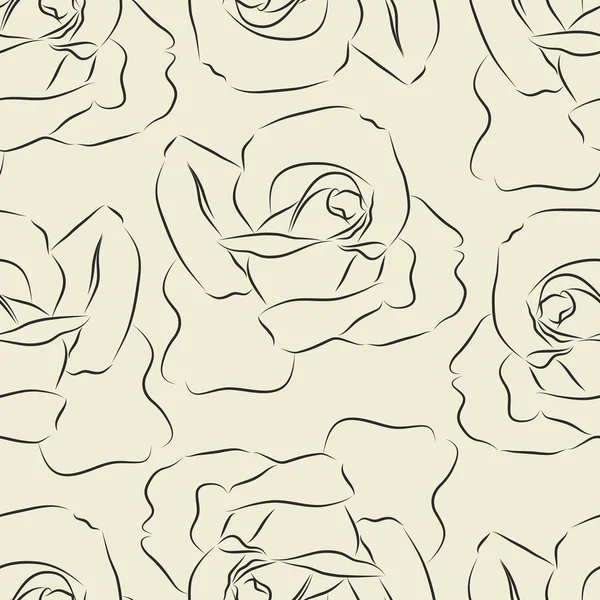 Seamless pattern with silhouette roses — ストックベクタ