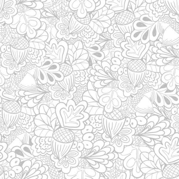 Éléments de contour chêne noir et blanc motif sans couture — Image vectorielle