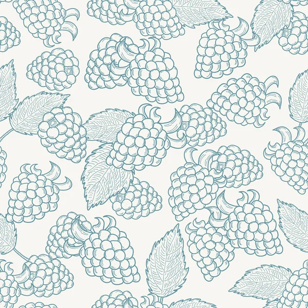 Doodle outline blackberries seamless pattern — Stock Vector