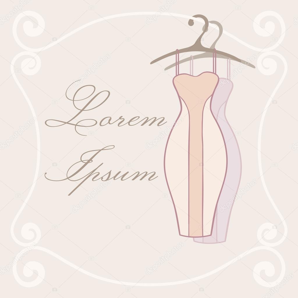 Dresses on hangers. Invitation tamplate