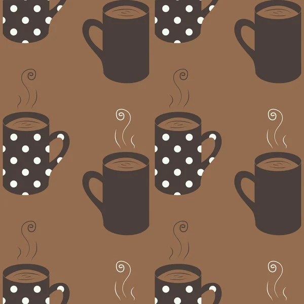 Nahtloses Muster mit gepunkteten Cofee-Tassen — Stockvektor