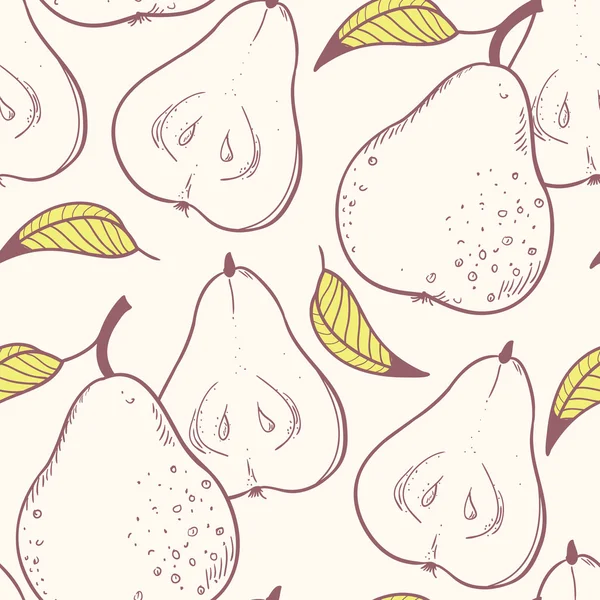 Stylized yellow pear seamless pattern — Stock Vector