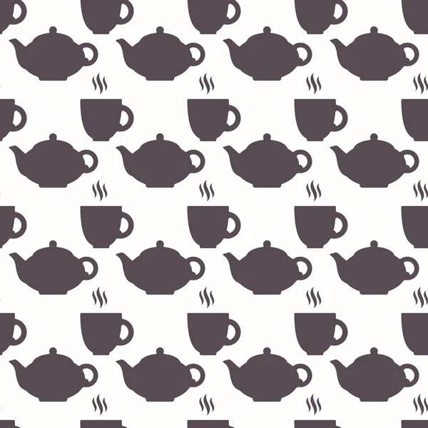 Silhouette de théière et tasse motif abstrait sans couture — Image vectorielle