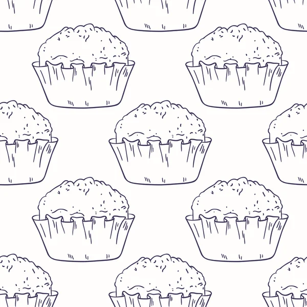 Esquema de patrón sin costuras con muffins — Archivo Imágenes Vectoriales