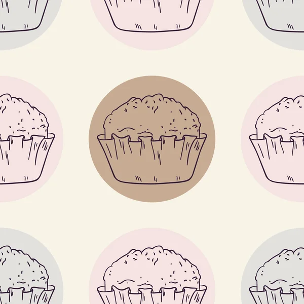 Modèle sans couture rétro avec muffins — Image vectorielle