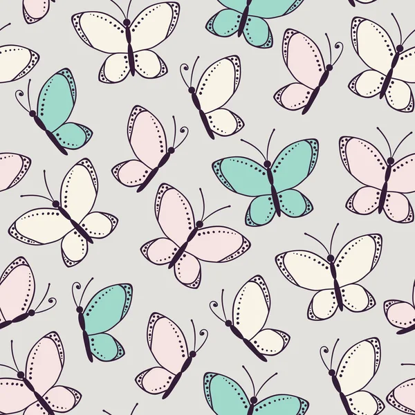 Naadloze patroon achtergrond met vlinders — Stockvector
