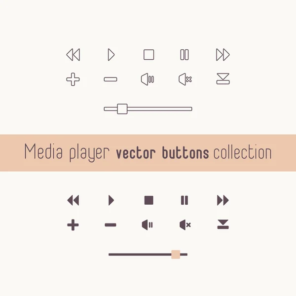 Media player liniowy ikony kolekcja — Wektor stockowy