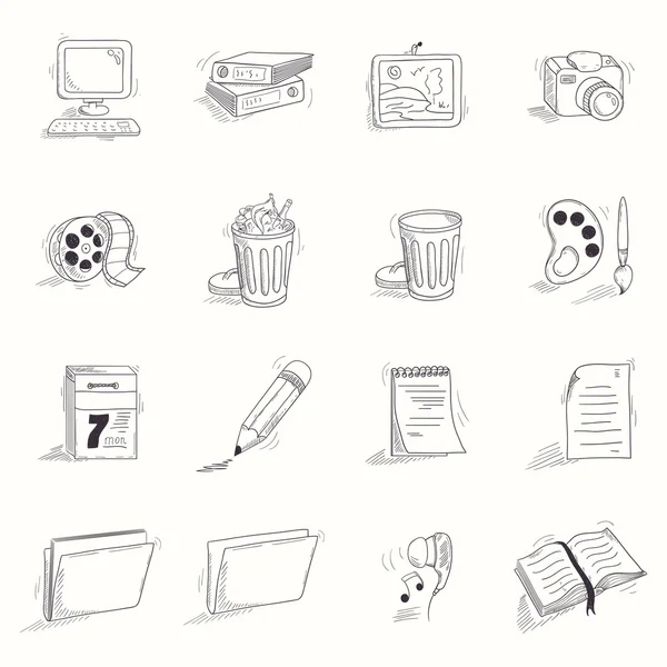 Conjunto de ícones de desktop estilo esboço —  Vetores de Stock