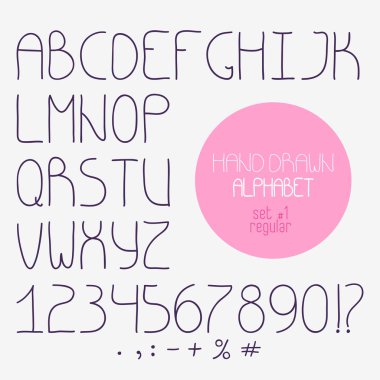 Dekoratif doodle alfabe. Normal yazı tipi