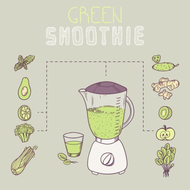 Vektör yeşil smoothie şablon alış irsaliyesi