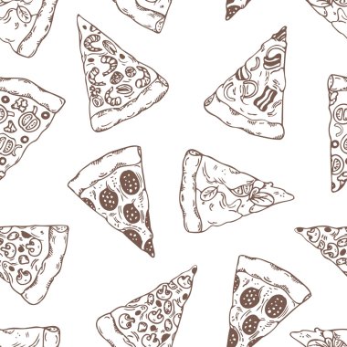 Dilim pizza anahat seamless modeli el çekilmiş
