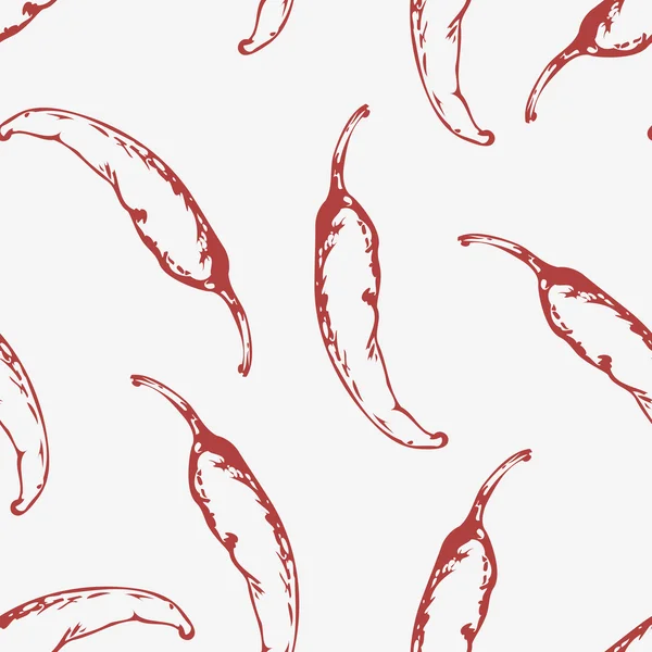 Bezešvé vzor osnovy s ručně tažené chilli papričky — Stockový vektor