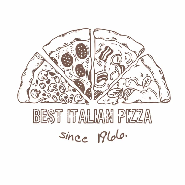 Farklı dilim pizza yarısı. Kabataslak vektör çizim