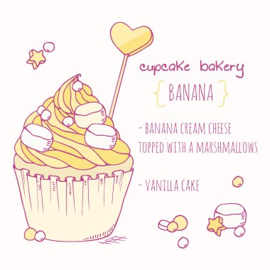 El çekilmiş muz cupcake