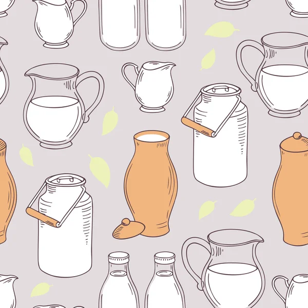 Modèle sans couture avec des objets de lait — Image vectorielle