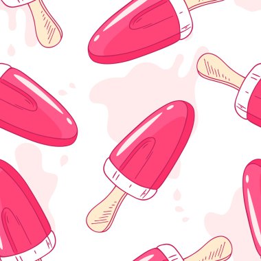 Elle çizilmiş Meyveli dondurma seamless modeli