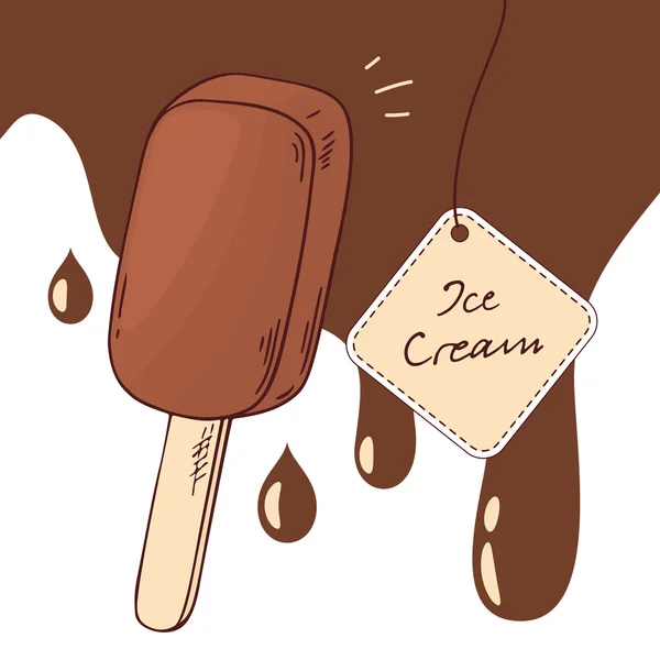 Helado de chocolate dibujado a mano aislado — Vector de stock