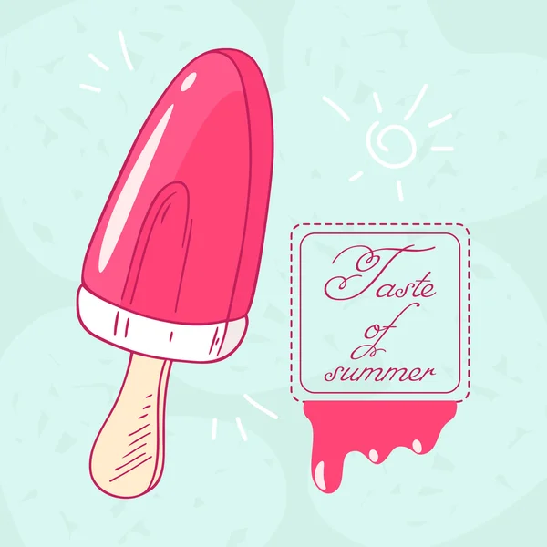 Kézzel rajzolt gyümölcsös házi készítésű fagylalt. Healhy desszert — Stock Vector