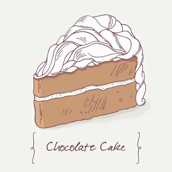 Süße Schokoladenkuchen Doodle isoliert in Vektor. Doodle Dessert Illustration. — Stockvektor