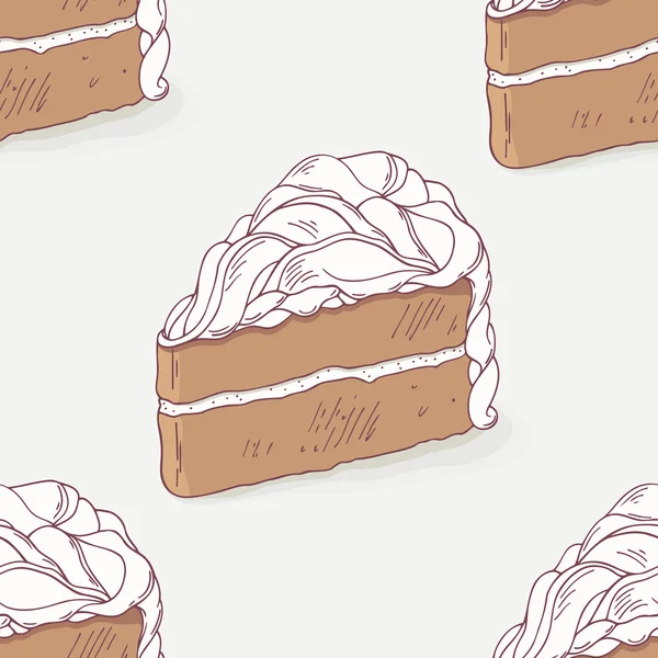 Bolo de chocolate doodle padrão sem costura — Vetor de Stock