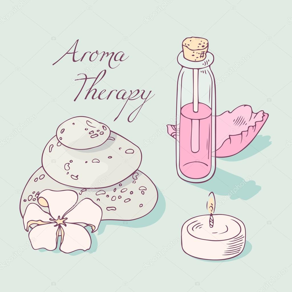 Aromatherapy and spa hand drawn vector clip art Stock Vector Image by