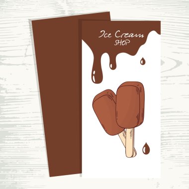 Cafe menu template with hand drawn chocolate ice cream and drops