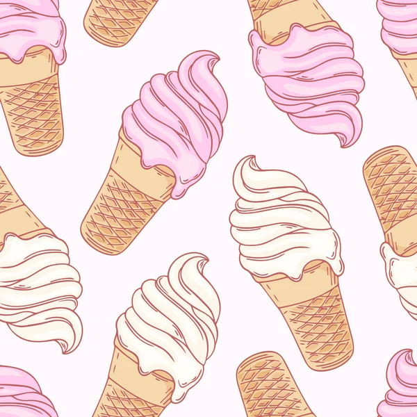 Twisted ice cream cone. Stylized seamless pattern. Vector illustration — Stock Vector