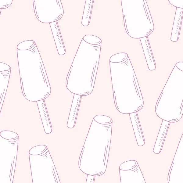 Outline seamless pattern with hand drawn fruity ice cream — Stok Vektör