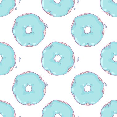 Elle çizilmiş donuts seamless modeli. Tatlı arka plan