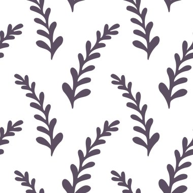 Hand drawn floral seamless pattern. Monochrome doodle background