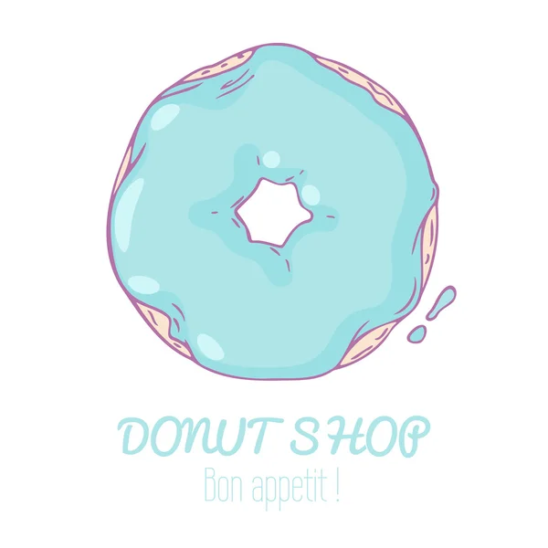 Donut dibujado a mano aislado. Dulce pastelería garabato ilustración — Vector de stock