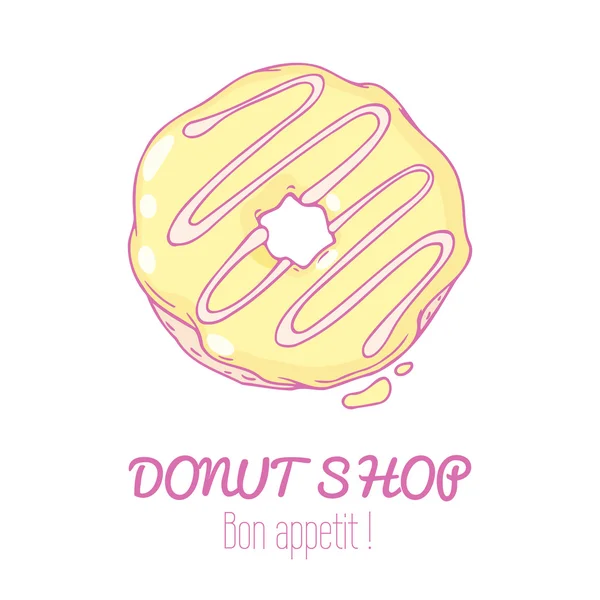 Donut dessiné à la main isolé. Illustration de gribouille de pâtisserie douce — Image vectorielle