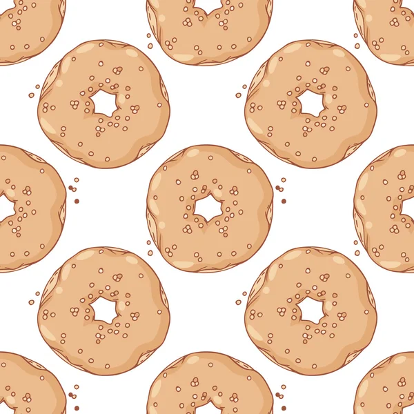 손으로 그린된 도넛 완벽 한 패턴입니다. 달콤한 배경 — 스톡 벡터