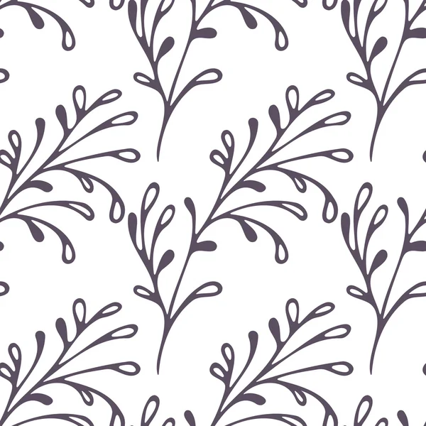 Hand drawn floral seamless pattern. Web doodle background in black and white — Wektor stockowy