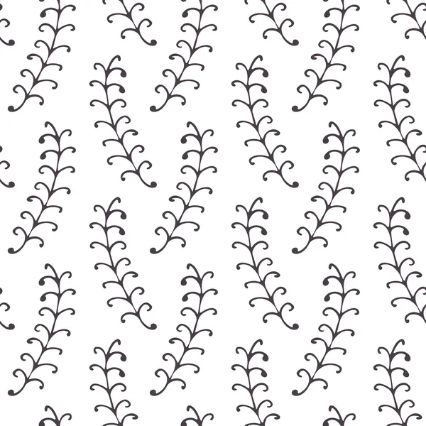 Handgezeichnete Tusche Stil florale nahtlose Muster. monochromer Doodle-Hintergrund — Stockvektor