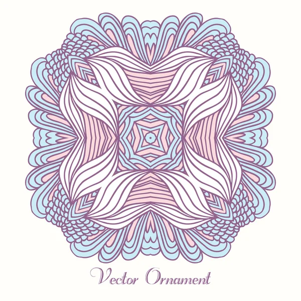 Hand drawn square ornament. Card template with mandala. Geometrical ethnic pattern — Stockvector