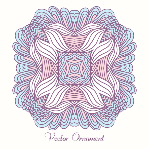 Hand drawn square ornament. Card template with mandala. Geometrical ethnic pattern — Stok Vektör