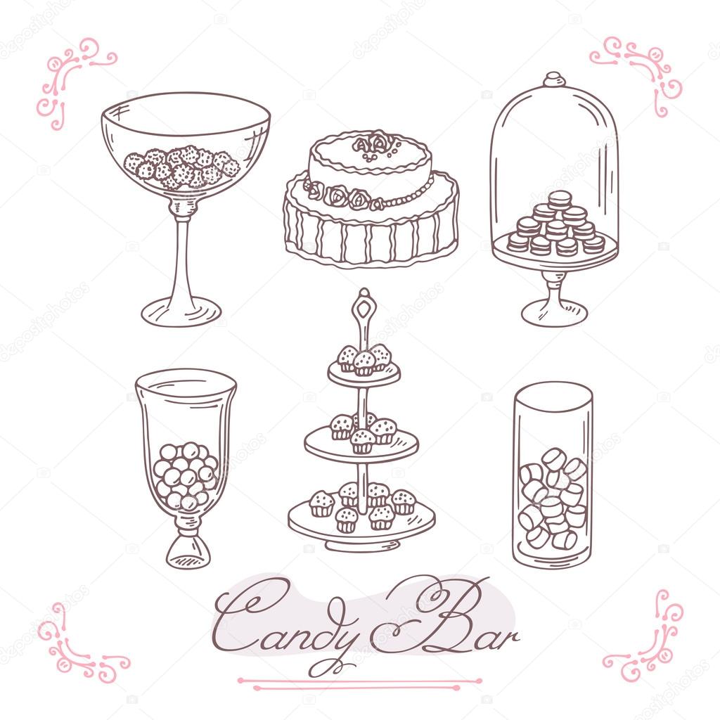 Set of candy bar objects. Bakery goods clip art Stock Vector Image by  ©stuja #82386648