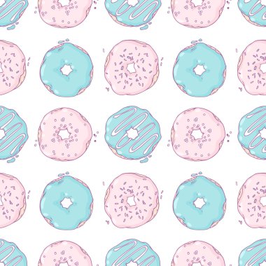 Elle çizilmiş donuts seamless modeli. Tatlı arka plan