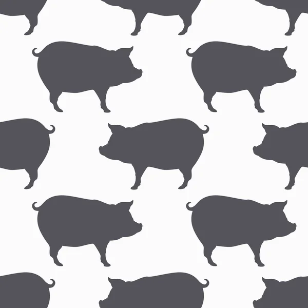 Silhueta de porco sem costura padrão. Fundo de carne de porco — Vetor de Stock