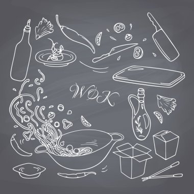 Wok Restoran öğeleri tasarımınız için.