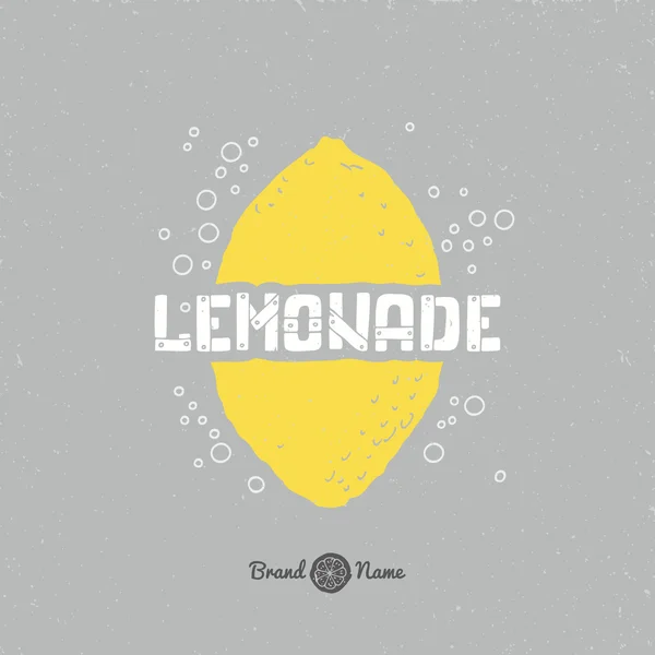 Silhouette limone con limonata lettering . — Vettoriale Stock