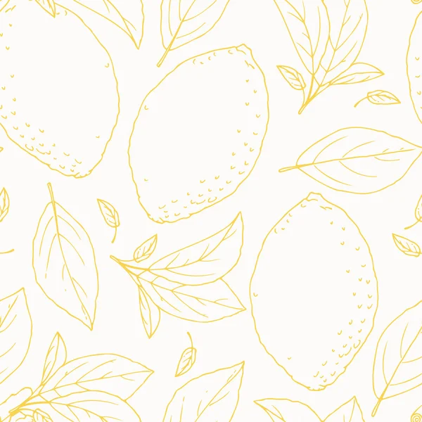 Elle çizilmiş limon ve yaprakları — Stok Vektör