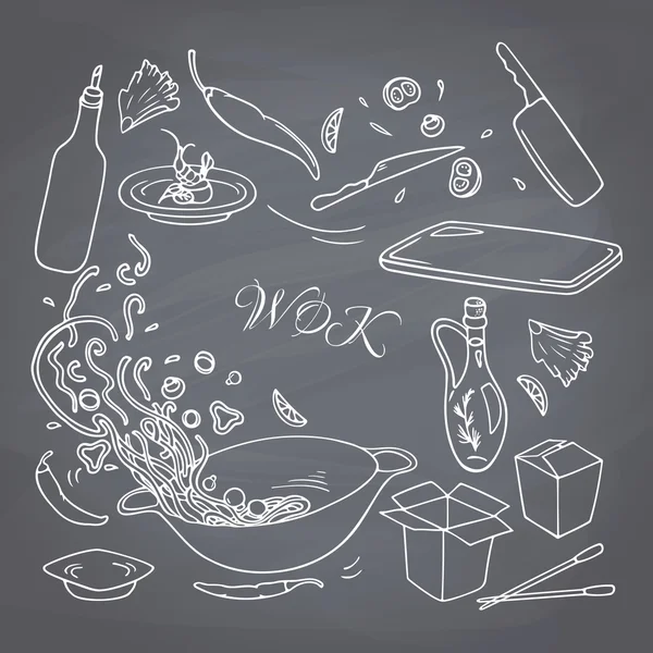 Wok restaurant elements for your design. Vector Graphics