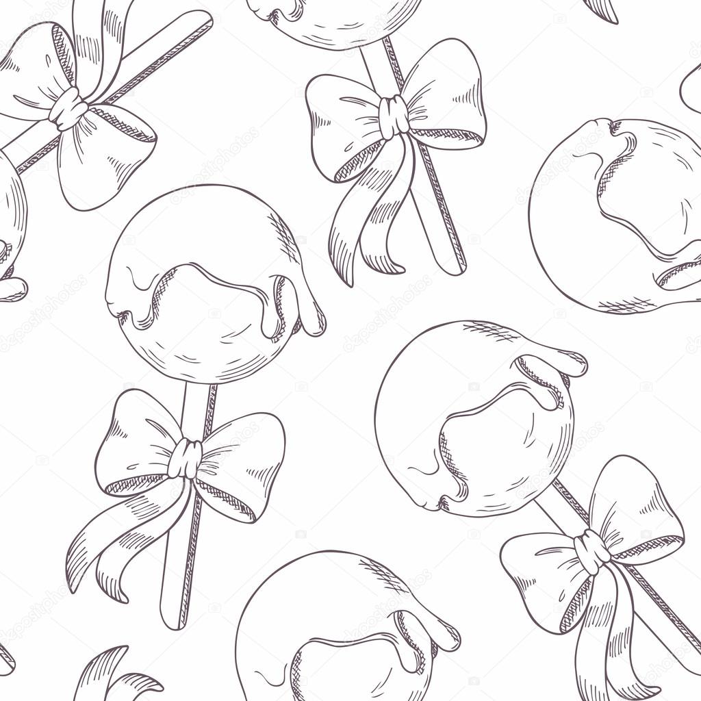 cake pops with bow seamless pattern